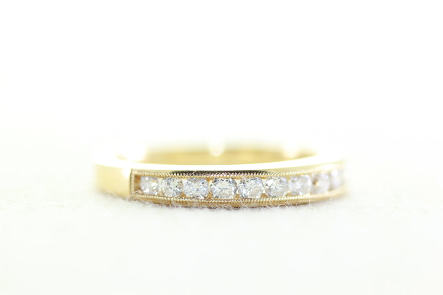 LADIES CHANNEL SET 14k YELLOW GOLD DIAMOND WEDDING BAND RING