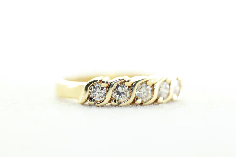 LADIES S STYLE 14k YELLOW GOLD DIAMOND WEDDING ANNIVERSARY BAND RING PRONG SET