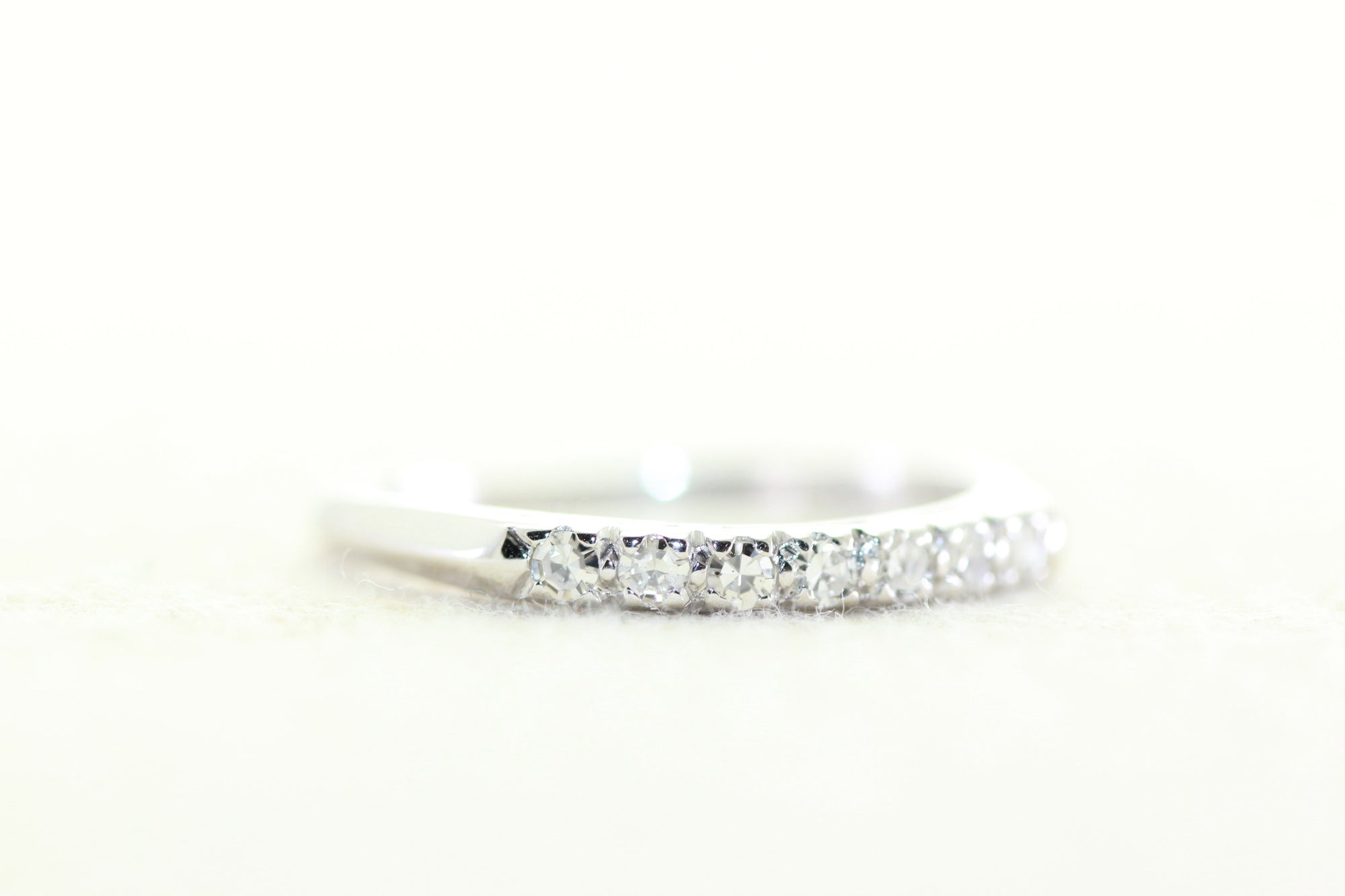 ANTIQUE WHITE GOLD ROUND DIAMOND WEDDING BAND RING 14k
