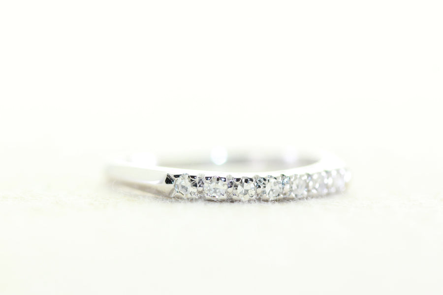 ANTIQUE WHITE GOLD ROUND DIAMOND WEDDING BAND RING 14k