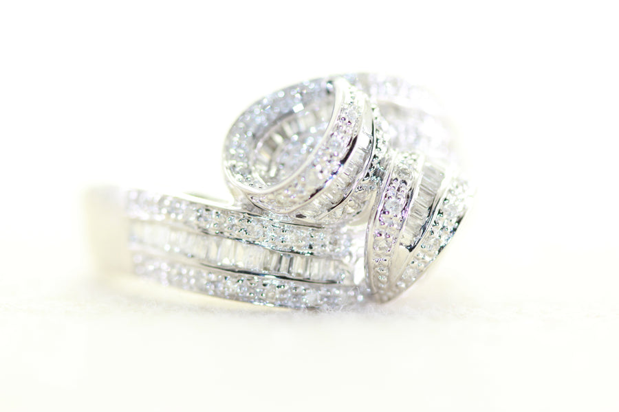 TWIST COCKTAIL RING 14k WHITE GOLD DIAMOND BAND RING