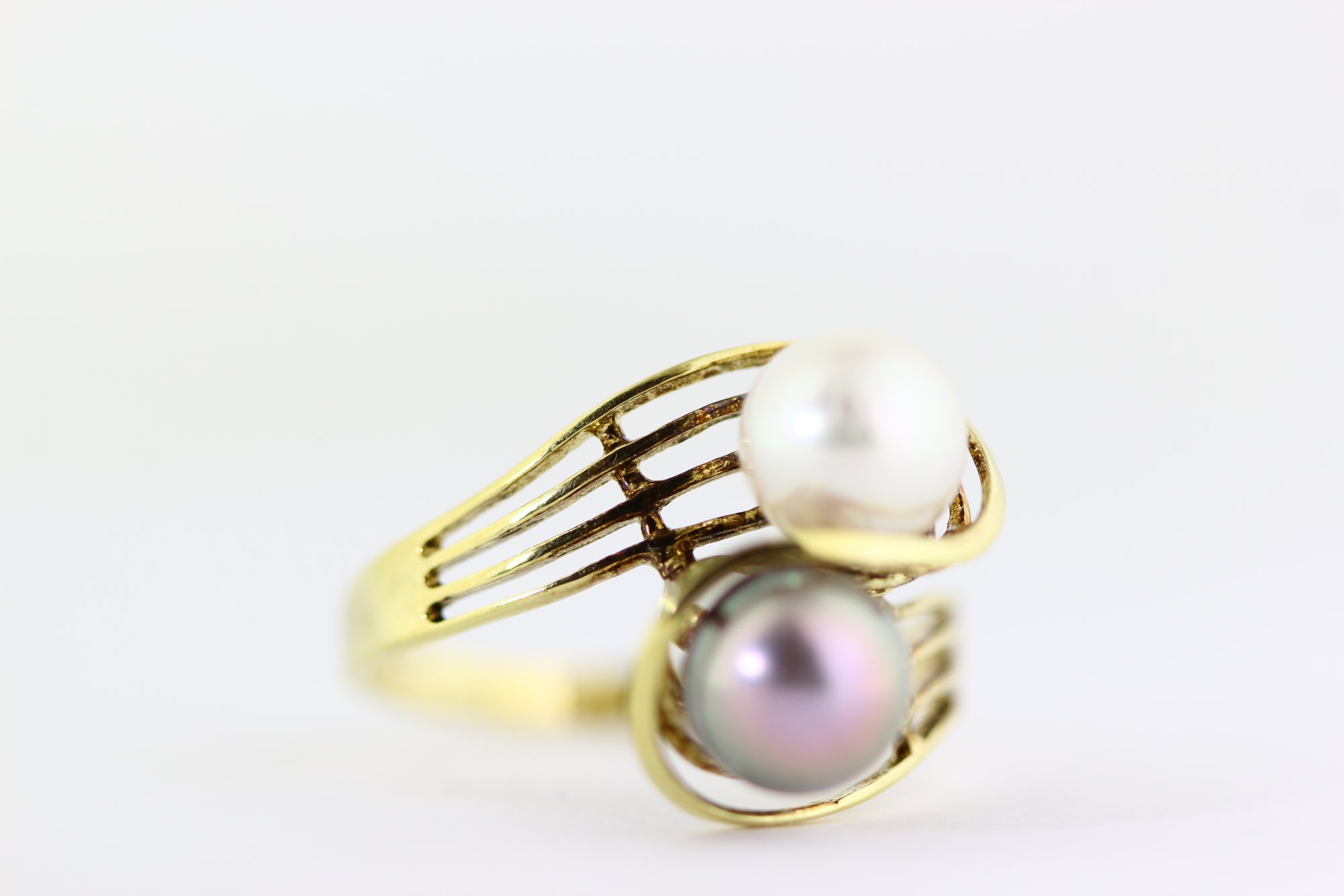 14K YELLOW GOLD CULTURED PEARL & DIAMOND LADIES RING