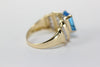 aaa 14K YELLOW GOLD DIAMOND & EMERALD CUT NATURAL BLUE TOPAZ RING