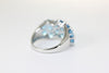 aaa WIDE BAND NATURAL BLUE TOPAZ 14K WHITE GOLD RING