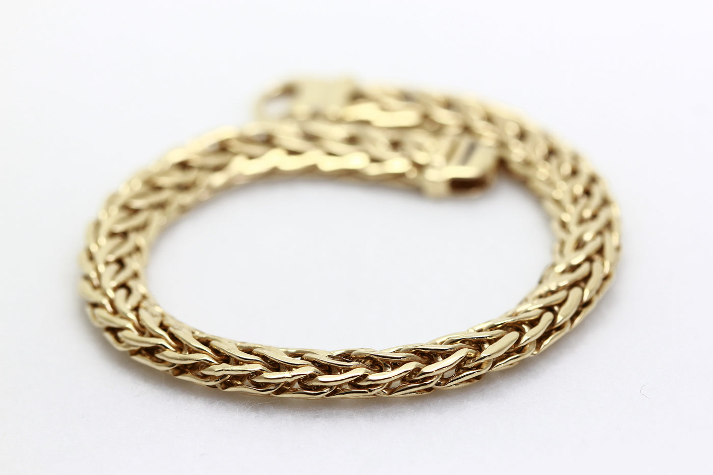 ABC 14K YELLOW GOLD LADIES SHINY WHEAT LINK BRACELET