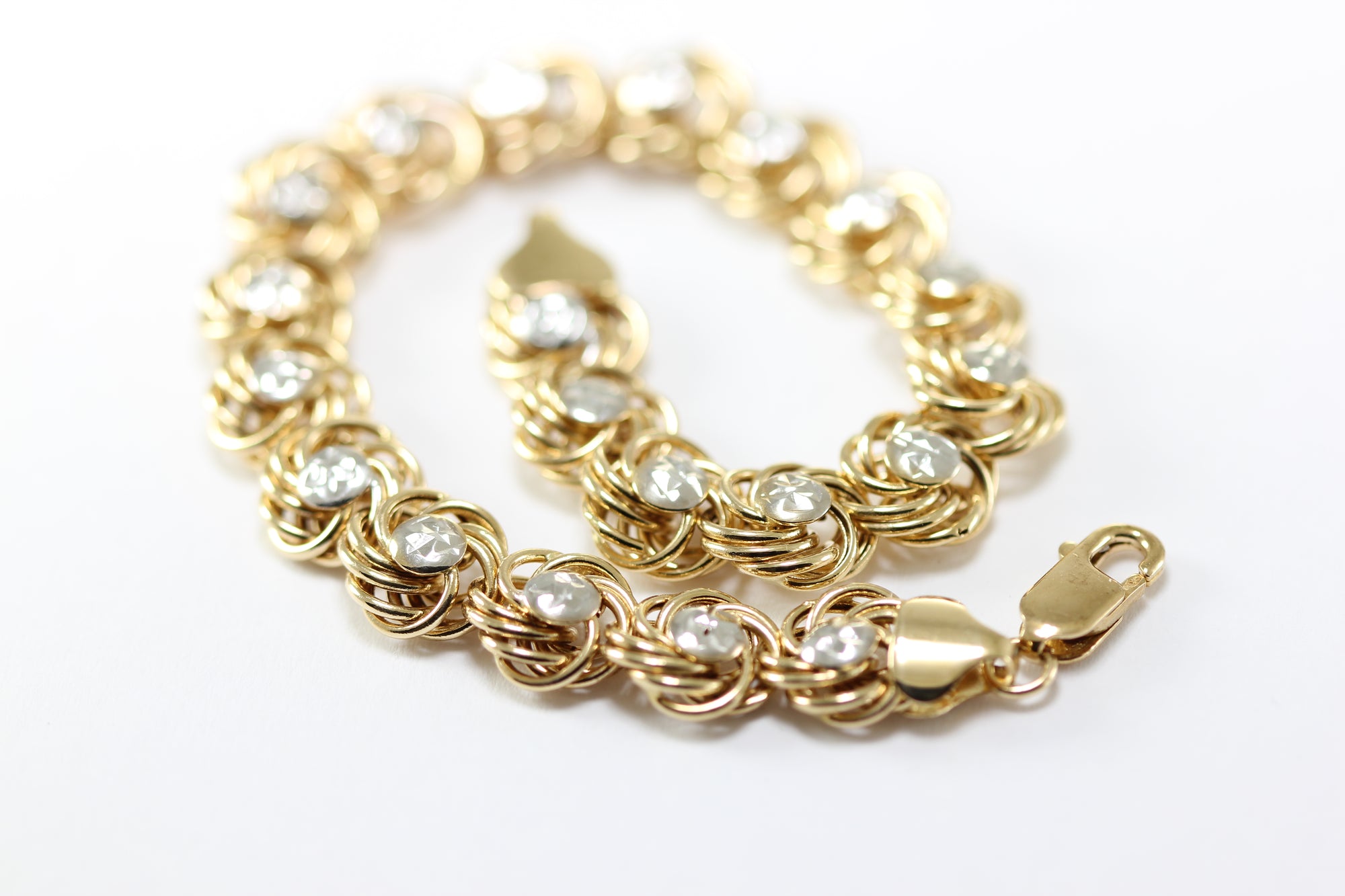 ブレスレット Numbering Western Flower Link Bracelet #8971 5BSA093 JeenMata White Flower Link Adjustable Chain Bracelet, Yellow