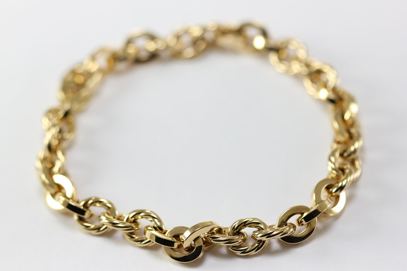 ABC 14K YELLOW GOLD SHINY CABLE LINK LADIES BRACELET