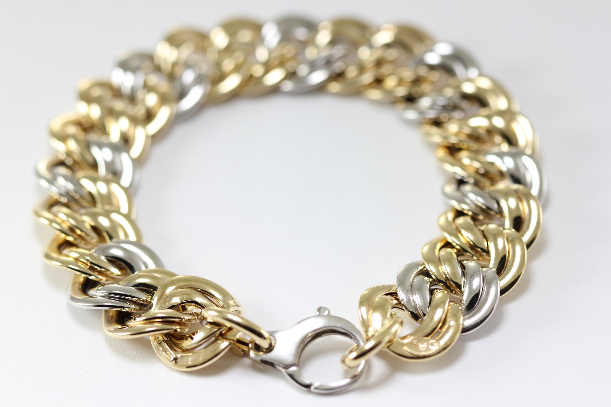 14K TWO TONE GOLD FANCY DOUBLE LINK BRACELET