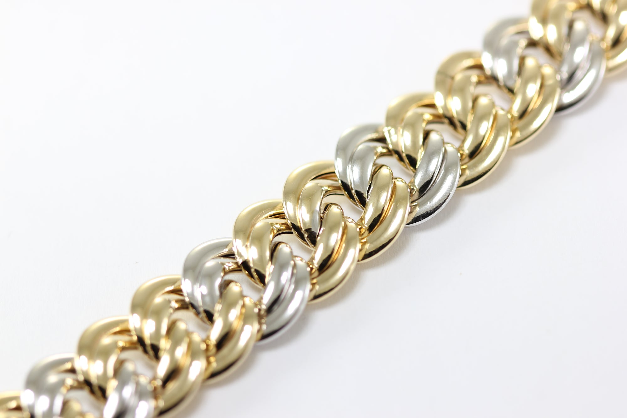 14K TWO TONE GOLD FANCY DOUBLE LINK BRACELET