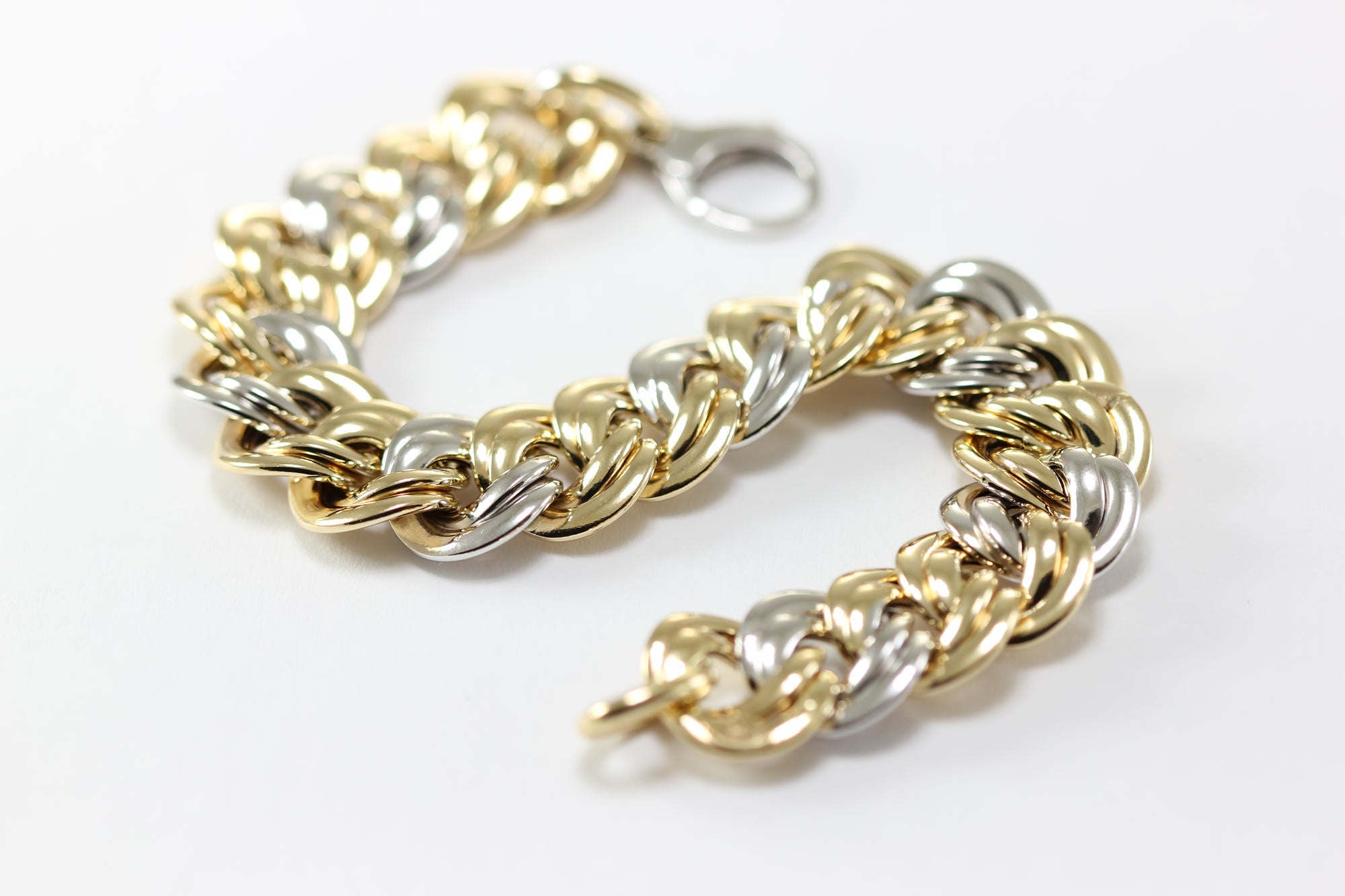 14K TWO TONE GOLD FANCY DOUBLE LINK BRACELET