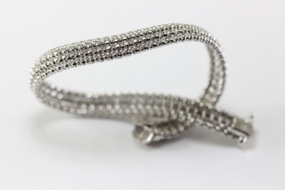 ABC 14K WHITE GOLD WIDE POLISHED POPCORN LADIES BRACELET