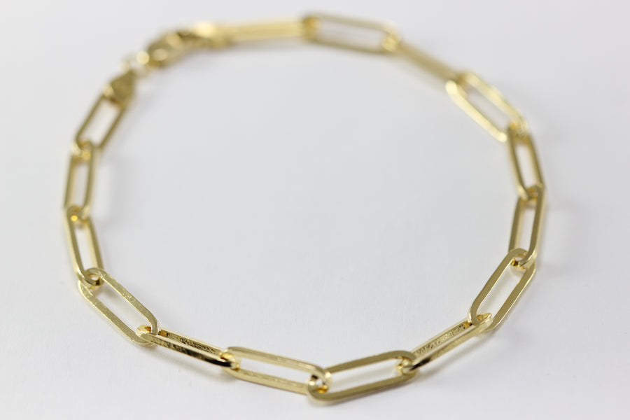 14K YELLOW GOLD PAPPER CLIP BRACELET