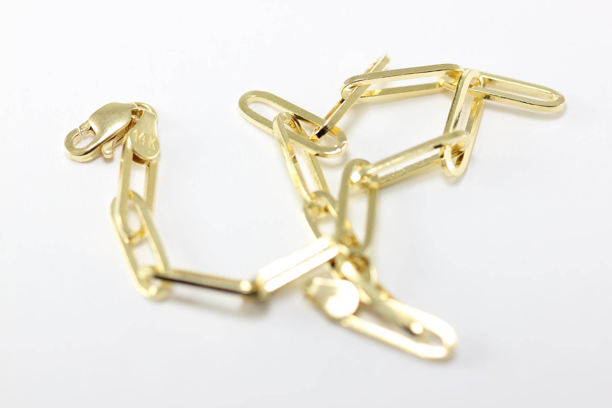 14K YELLOW GOLD PAPPER CLIP BRACELET