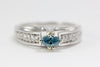 BLUE DIAMOND ENGAGEMENT RING 14K WHITE GOLD MARQUISE SHAPED 0.79 CTW