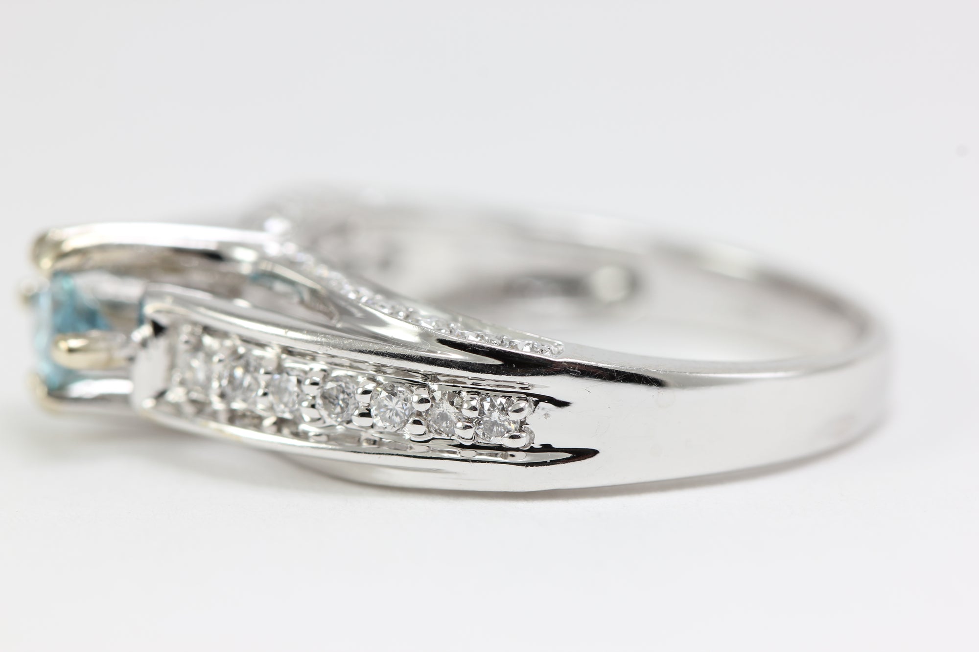 BLUE DIAMOND ENGAGEMENT RING 14K WHITE GOLD MARQUISE SHAPED 0.79 CTW