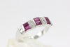 14K WHITE GOLD DIAMOND & NATURAL RUBY STRAIGHT BAGUETTES RING