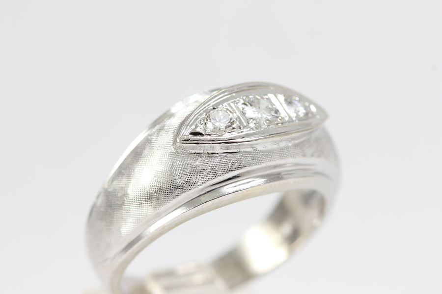 ANTIQUE 14k WHITE GOLD MENS DIAMOND RING BAND