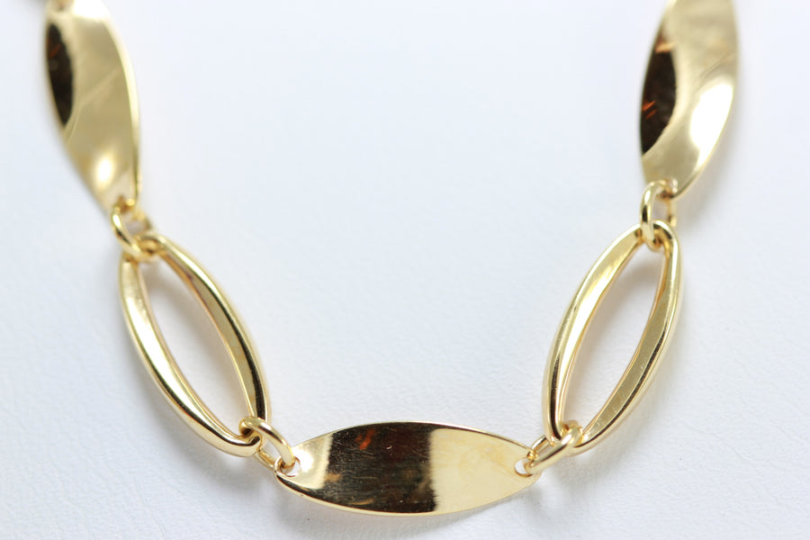 YELLOW GOLD 14K FINE FANCY LINK NECKLACE CHAIN LADIES