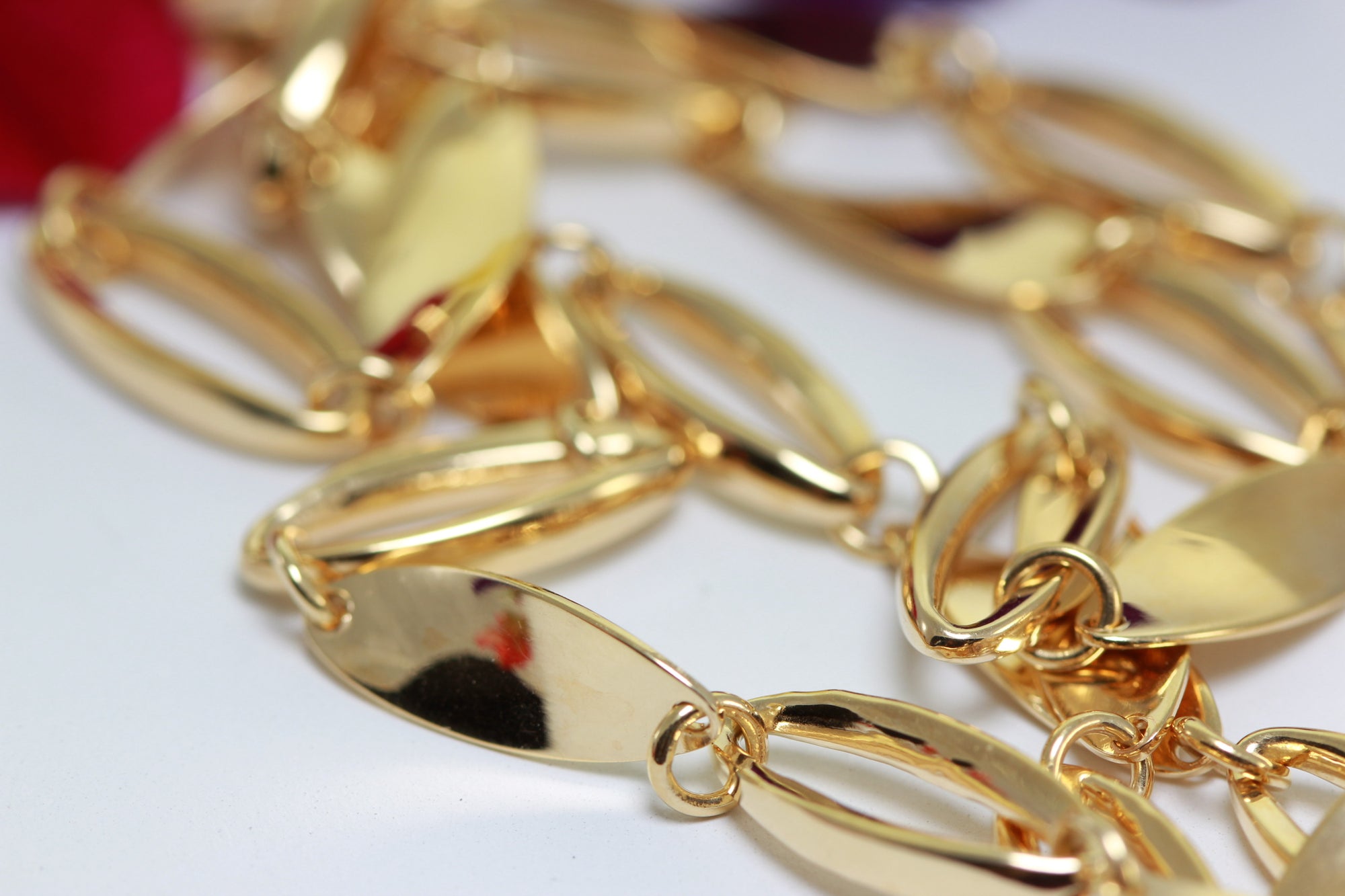 YELLOW GOLD 14K FINE FANCY LINK NECKLACE CHAIN LADIES