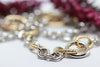 WHITE & YELLOW GOLD 14K FINE FANCY OPEN LINK NECKLACE CHAIN LADIES