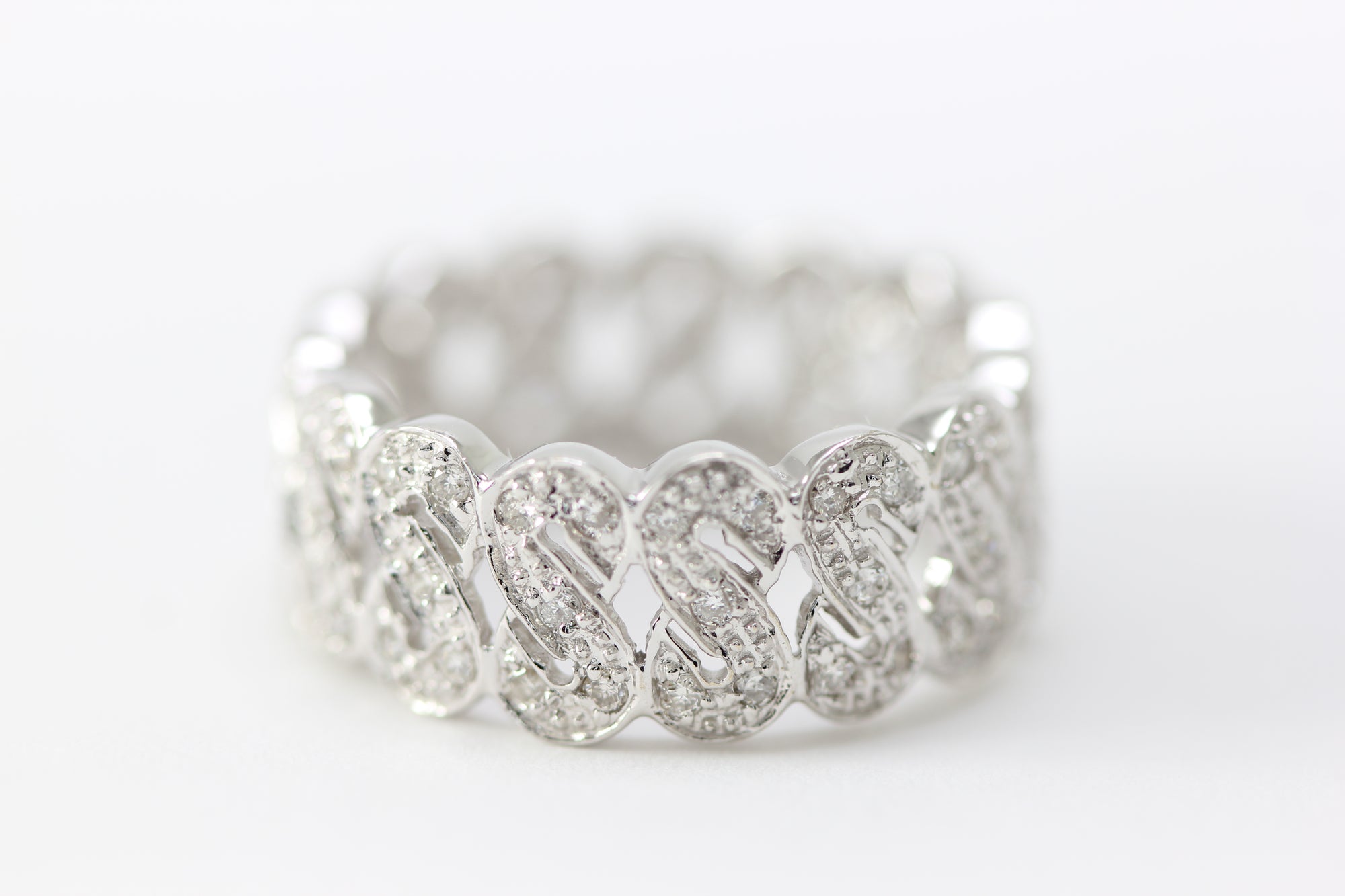 ANTIQUE ART DECO DIAMOND ANNIVERSARY ETERNITY BAND 14K WHITE GOLD EUROPEAN CUT 1930's