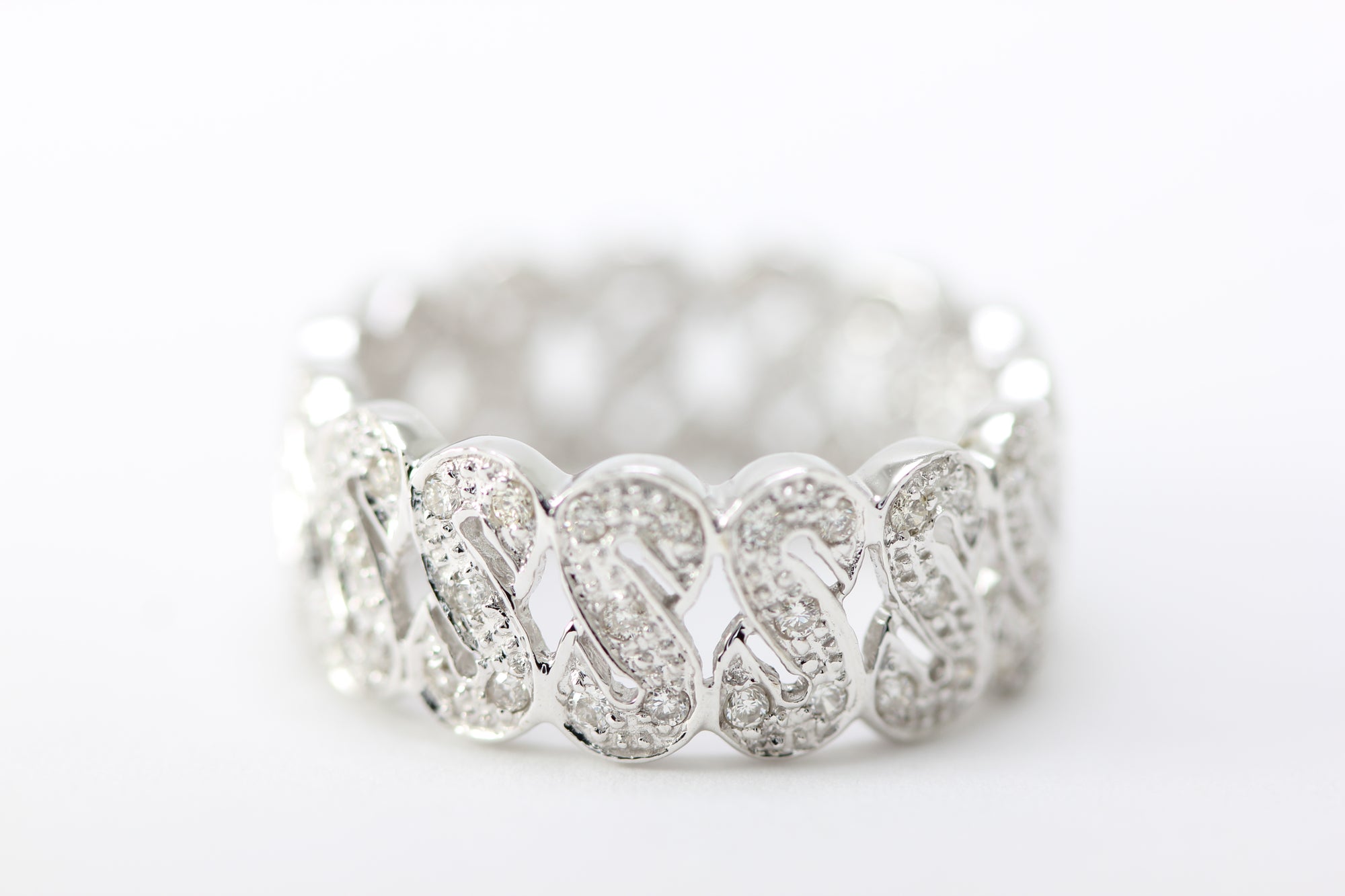 ANTIQUE ART DECO DIAMOND ANNIVERSARY ETERNITY BAND 14K WHITE GOLD EUROPEAN CUT 1930's