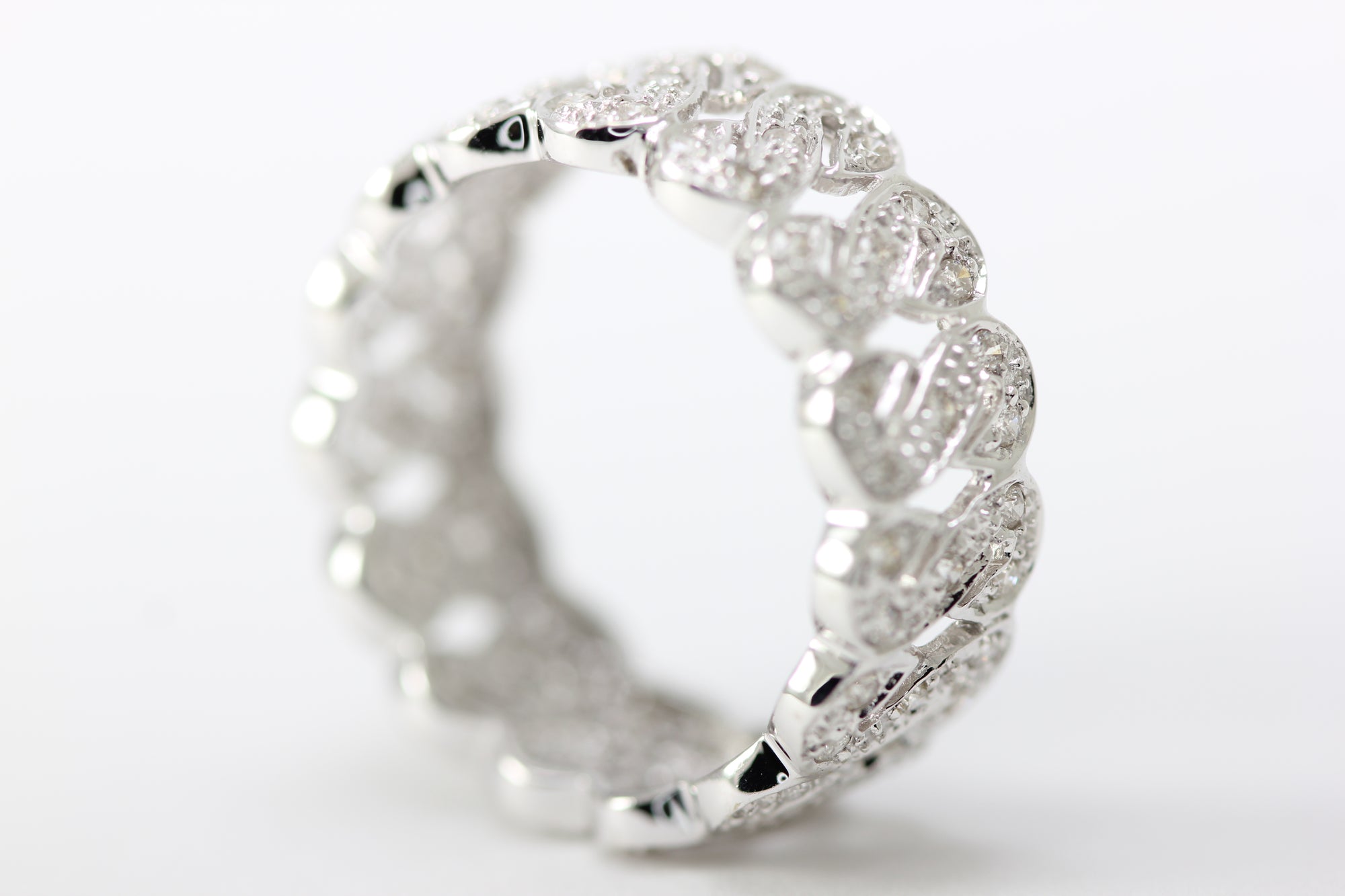 ANTIQUE ART DECO DIAMOND ANNIVERSARY ETERNITY BAND 14K WHITE GOLD EUROPEAN CUT 1930's