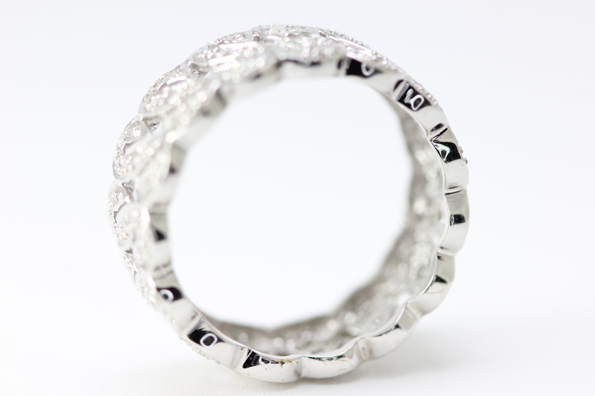 ANTIQUE ART DECO DIAMOND ANNIVERSARY ETERNITY BAND 14K WHITE GOLD EUROPEAN CUT 1930's