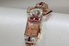 1940 ANTIQUE 14K PINK ROSE GOLD LADYS DIAMOND RUBY HAMILTON WATCH SWISS 17J 911