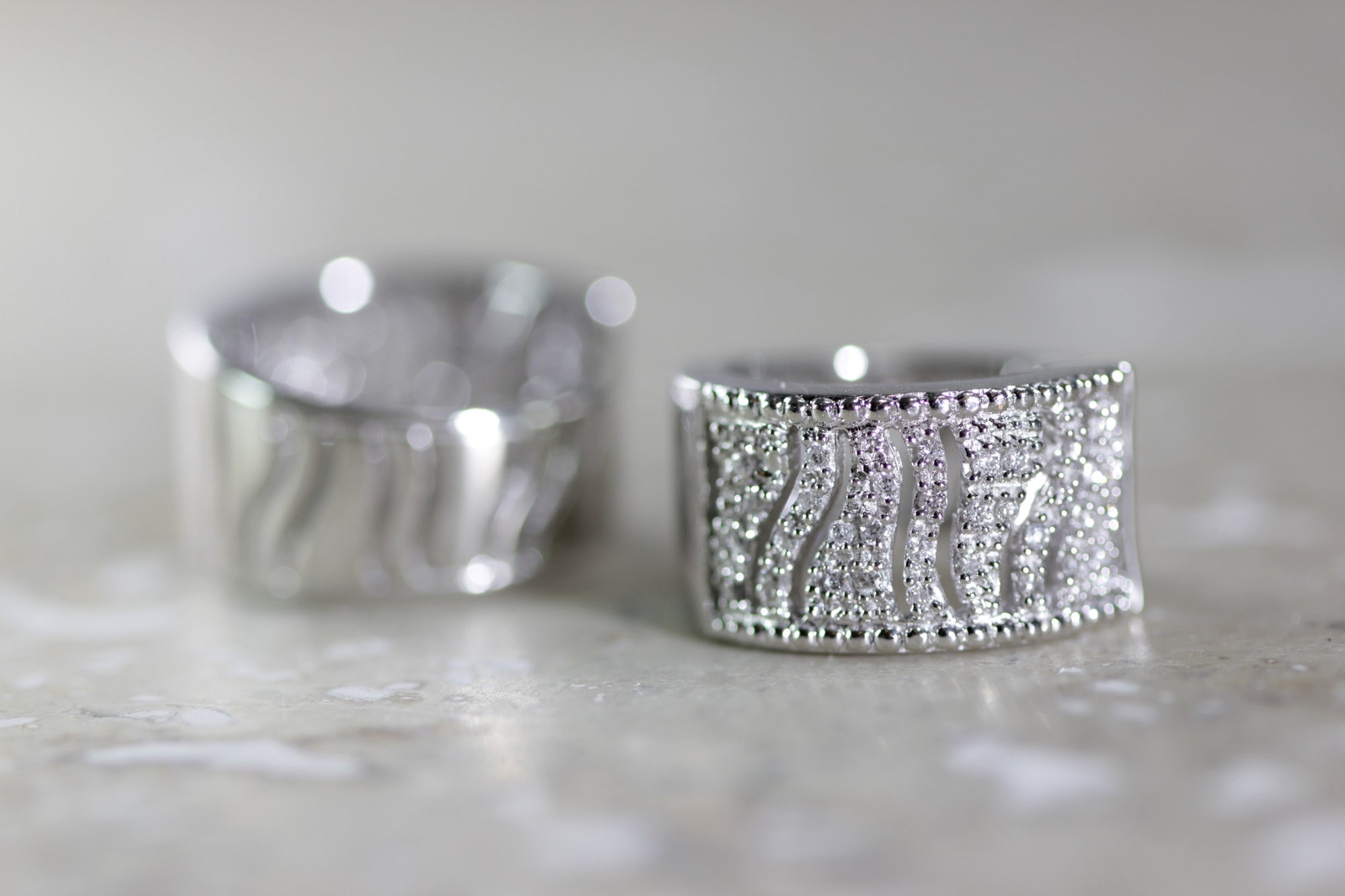 14k WHITE GOLD WIDE HUGGIE HOOPS EARRINGS DIAMONDS MICRO PAVE SETTING .65 CTW