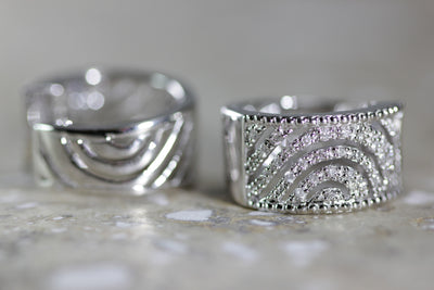 14k WHITE GOLD WIDE HUGGIE HOOPS EARRINGS DIAMONDS MICRO PAVE SETTING .65 CTW
