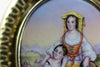 ANTIQUE PAINTED PORCELAIN 14K GOLD PIN BROOCH PICTURE FRAME 1520 CIRCA