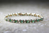 ANTIQUE DIAMOND & MARQUISE CUT EMERALD TENNIS BRACELET 14K YELLOW GOLD LADIES