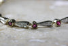 ANTIQUE DIAMOND & ROUND CUT RUBY TENNIS BRACELET 14K YELLOW GOLD LADIES