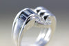 MODERN 14K WHITE GOLD SAPPHIRE CHANNEL PAVE SETTING & DIAMOND RING 1.40 CTW