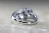 14k WHITE GOLD PRINCESS SAPPHIRE and PAVE DIAMOND BAND RING .48 CTW