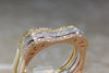sold 14k GOLD DIAMOND RING WHITE YELLOW PINK TRI COLOR STACK-ABLE 3 PIECE