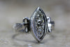 ANTIQUE MARQUISE SHAPE DIAMOND RING 14K W GOLD 1930's HAND ENGRAVED