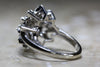 ANTIQUE COCKTAIL STARBURST RING DIAMOND 14K W GOLD RETRO 1940's