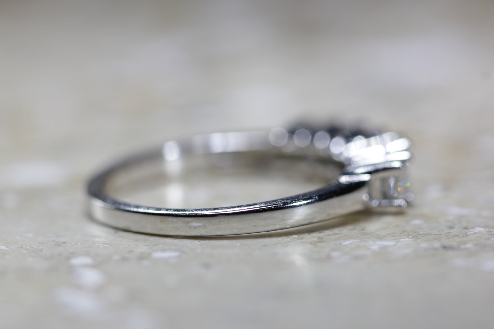 7 STONE PRINCESS CUT DIAMOND WEDDING BAND 14k W GOLD