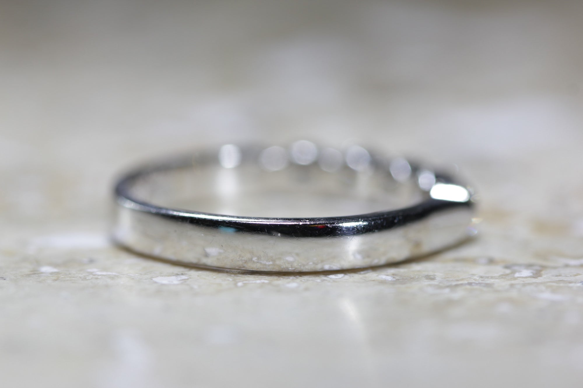 DIAMOND 5 STONE ROUND CUT WEDDING BAND CHANNEL SETTING 14k W GOLD