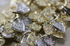 sold 14K GOLD EARRING HEART DIAMOND DANGLING HANGING FLEXIBLE 1.75CT TWO-TONE