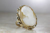 ANTIQUE 14K YELLOW GOLD LADIES HAND CARVED CAMEO RING 29 X 23