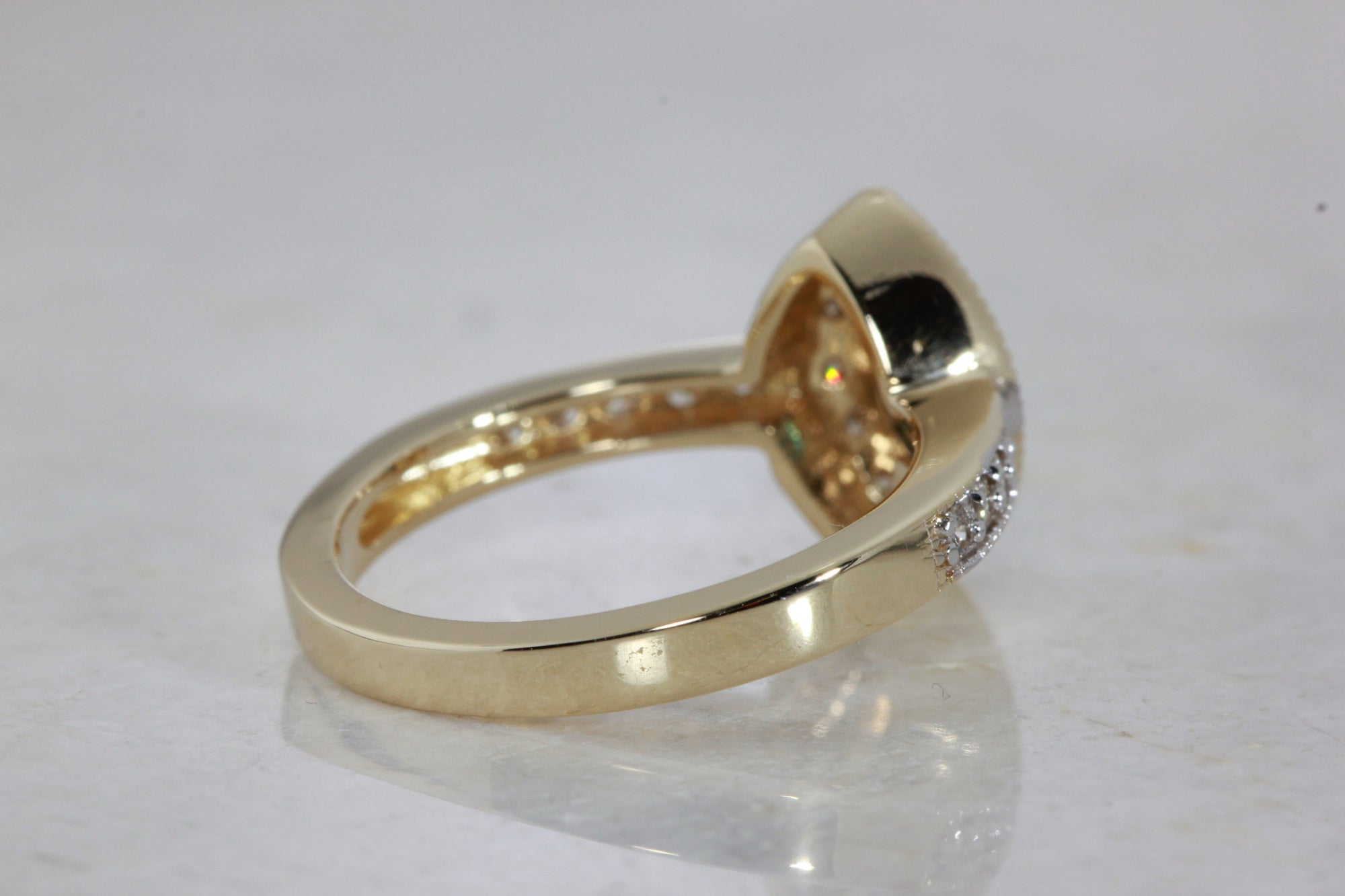 HALO MARQUISE 14k YELLOW & WHITE GOLD LADIES ALEXANDRITE & DIAMOND RING