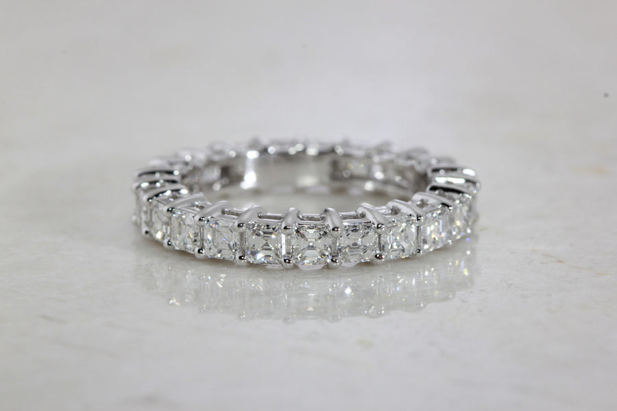 ASSCHER CUT 2.08 Ct LADIES DIAMOND ETERNITY WEDDING BAND RING SET IN PLATINUM
