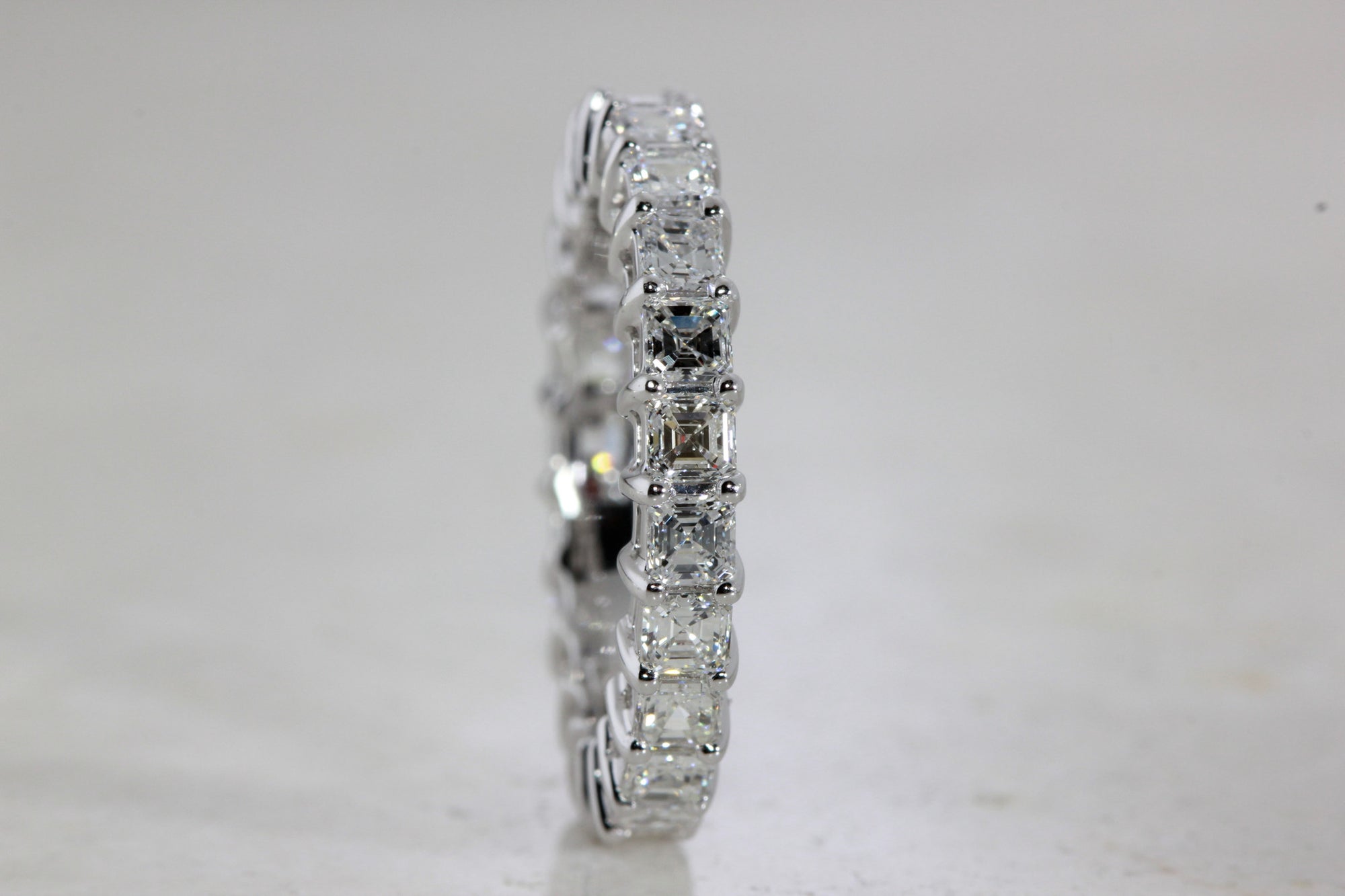 ASSCHER CUT 2.08 Ct LADIES DIAMOND ETERNITY WEDDING BAND RING SET IN PLATINUM