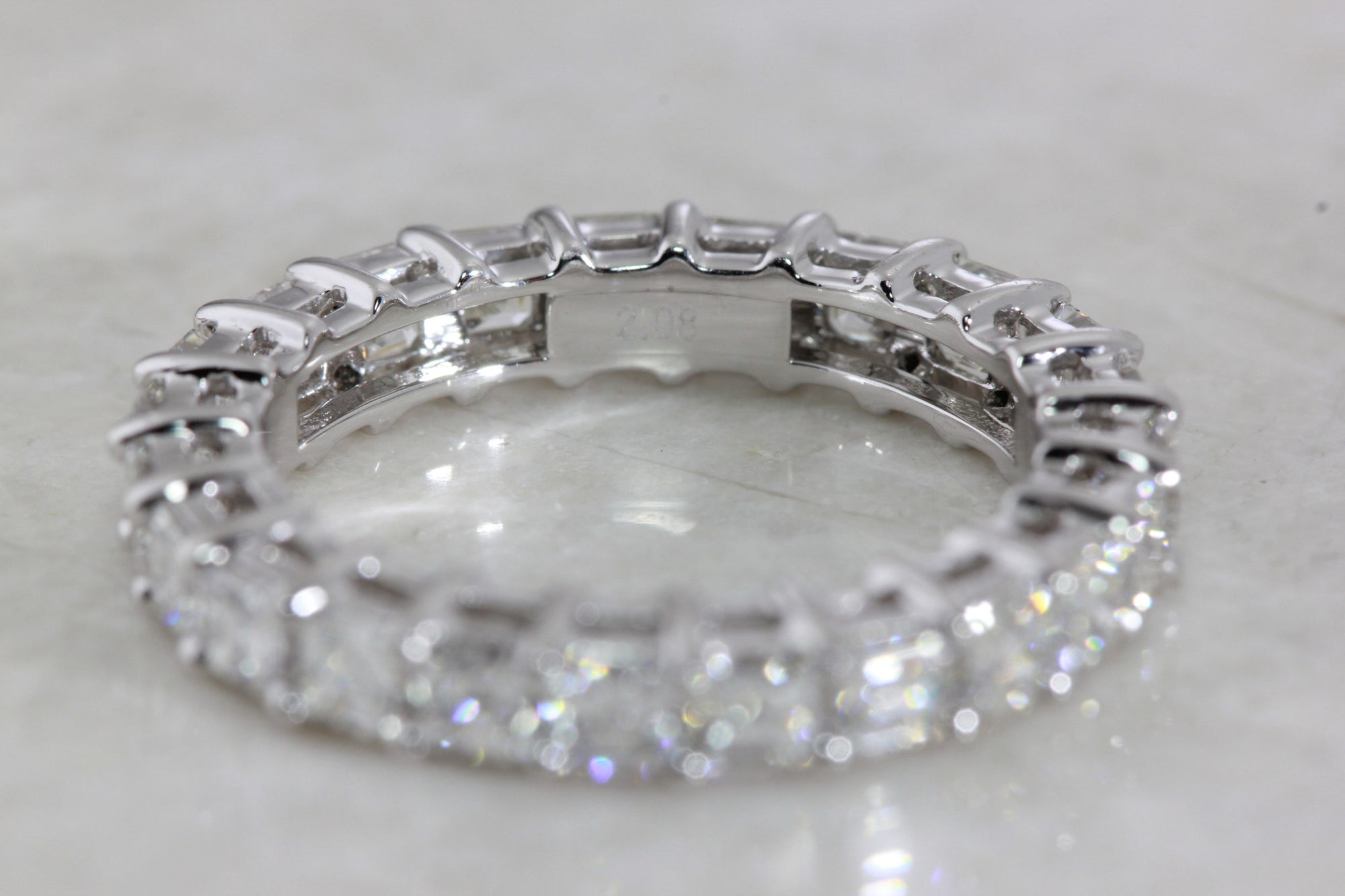 ASSCHER CUT 2.08 Ct LADIES DIAMOND ETERNITY WEDDING BAND RING SET IN PLATINUM
