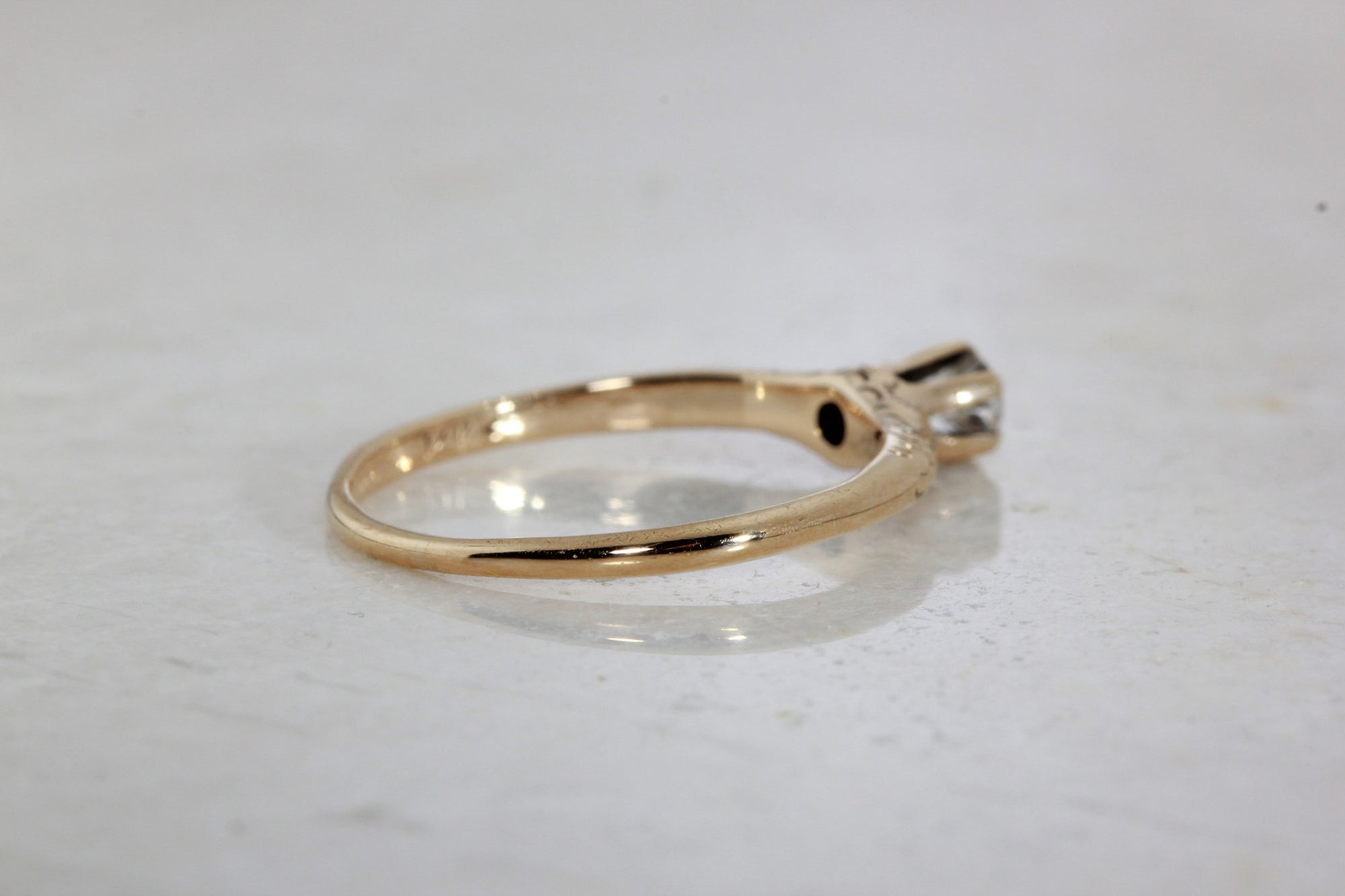 VICTORION ANTIQUE ENGAGEMENT RING 14k YELLOW GOLD EURO CUT DIAMOND RING 1870's