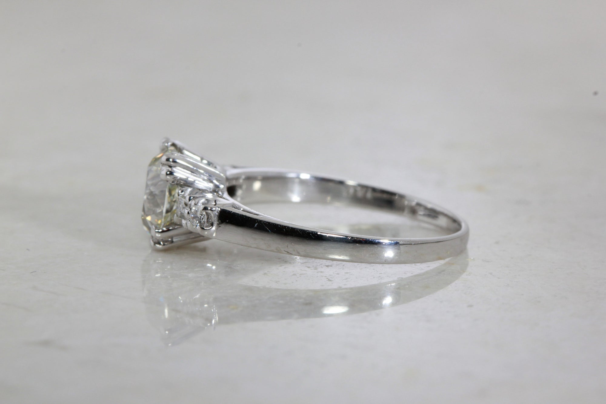 ANTIQUE ESTATE ENGAGEMENT RING 14K WHITE DIAMOND RING ILLUSION SETTING 1930's