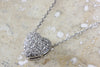 SOLID WHITE GOLD DIAMOND HEART PENDANT PAVE SET 14k WITH 14K WHITE GOLD CHAIN